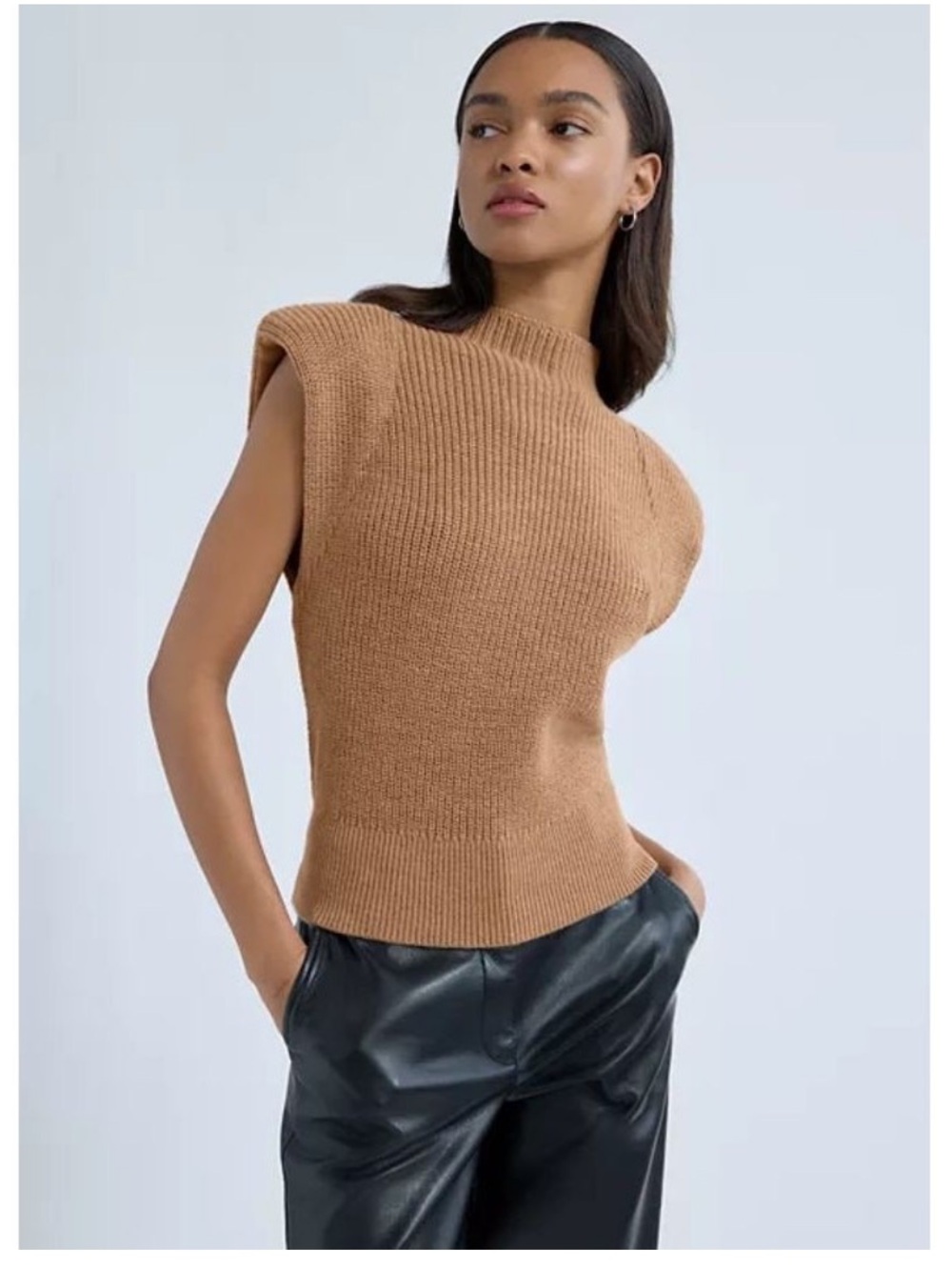 BABATON Hazlitt Sweater Vest XS Camel Tan Knit Merino Wool Elevated BasicCapsule